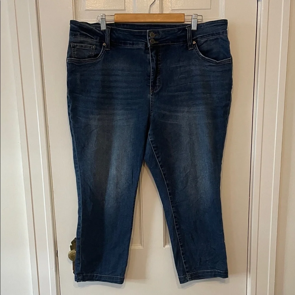 Kut from the Kloth Dark Wash Fab Ab Crop Straight Leg Jeans 18W - Picture 1 of 8